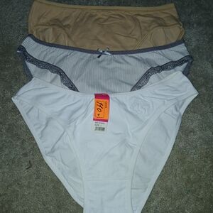 Set of Three Women's Briefs in White, Tan, and Gray